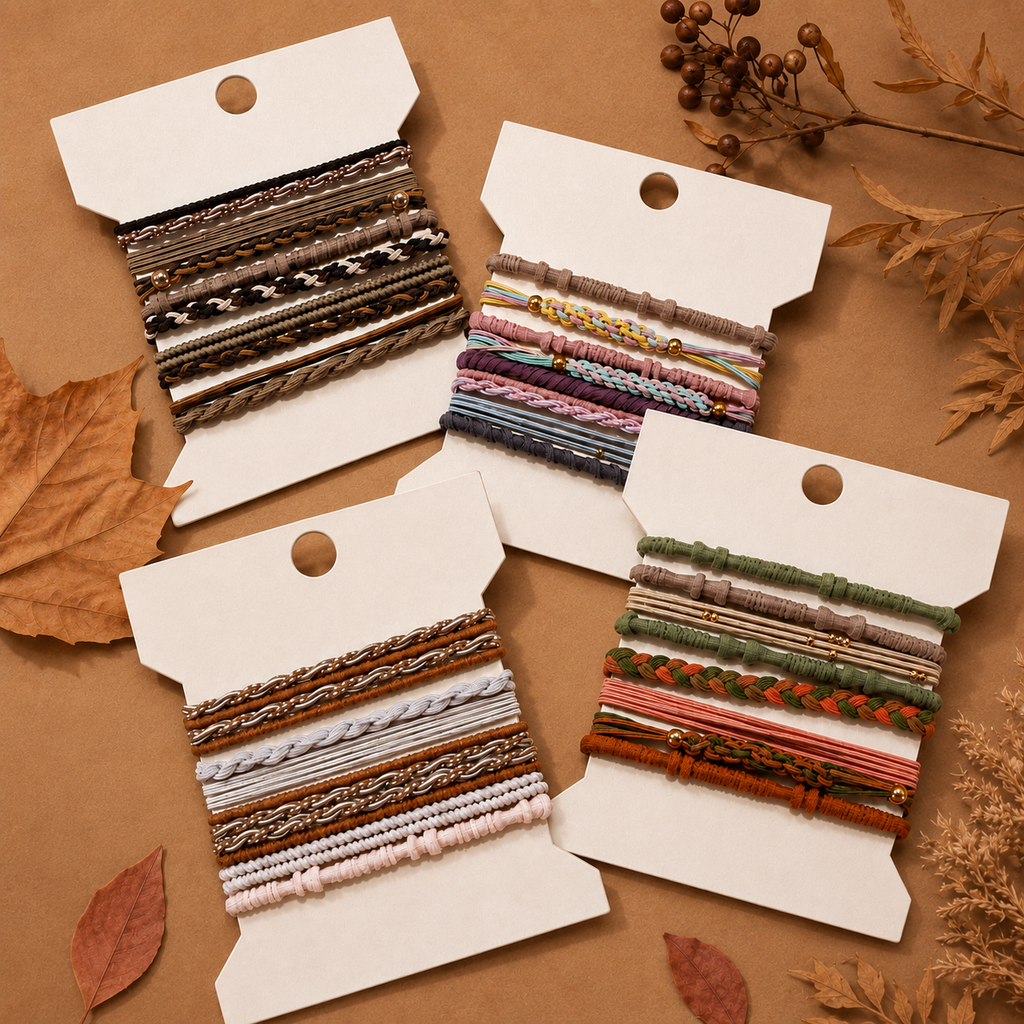 Boho Multi-Style Hair Tie Bracelet Set | 91H51035: Tan