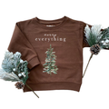 Merry Everything | Kids Christmas Sweatshirt: Brown / 4/5