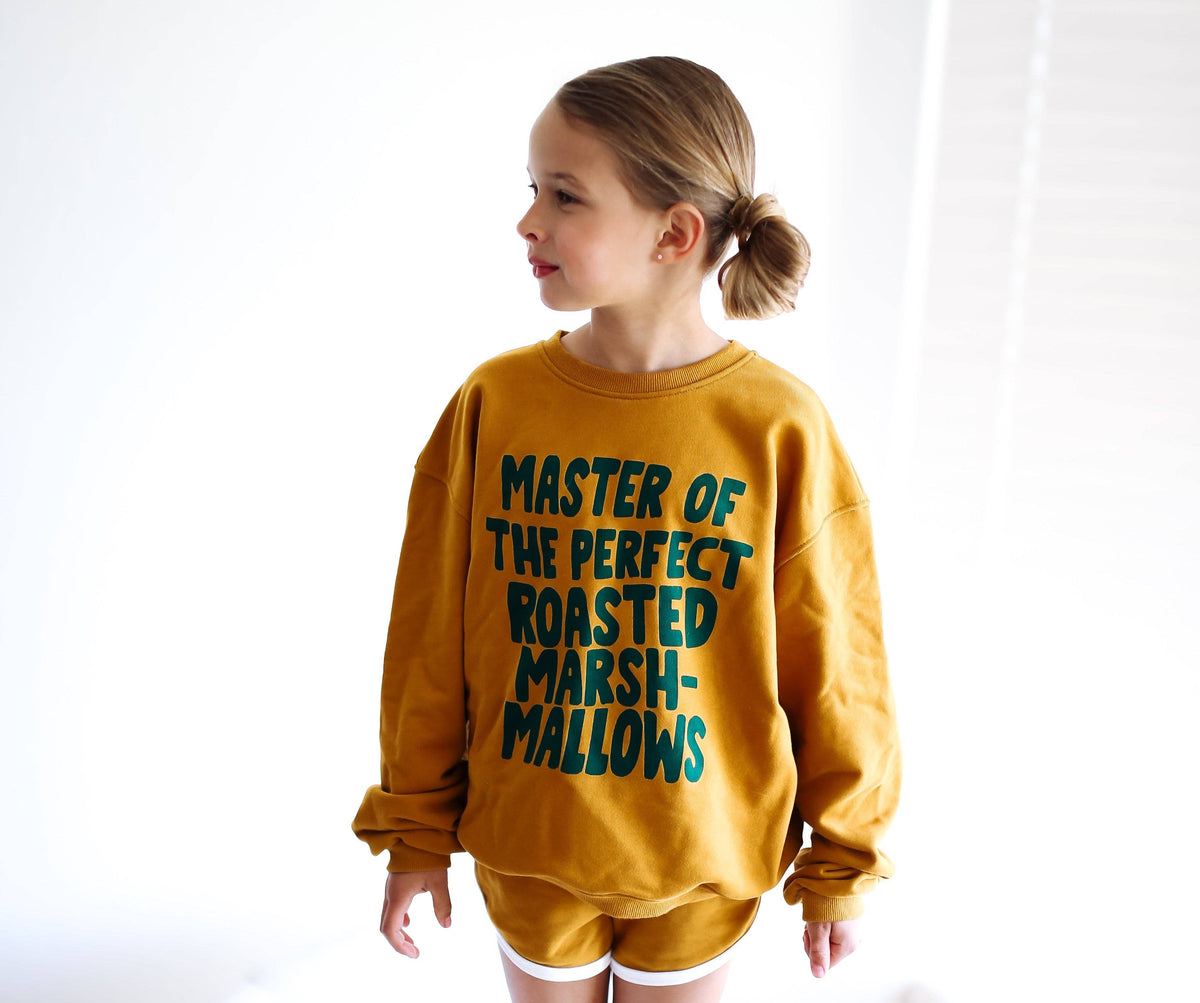 MARSHMALLOW MASTER | in toasted mustard | oversized drop shoulder | KIDS: MUSTARD / 12-14Y PULLOVER
