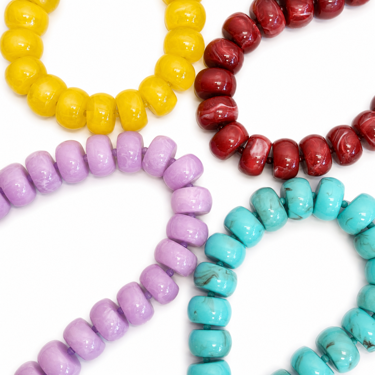 Chunky Resin & Natural Stone Bead Necklace: Honey Caramel