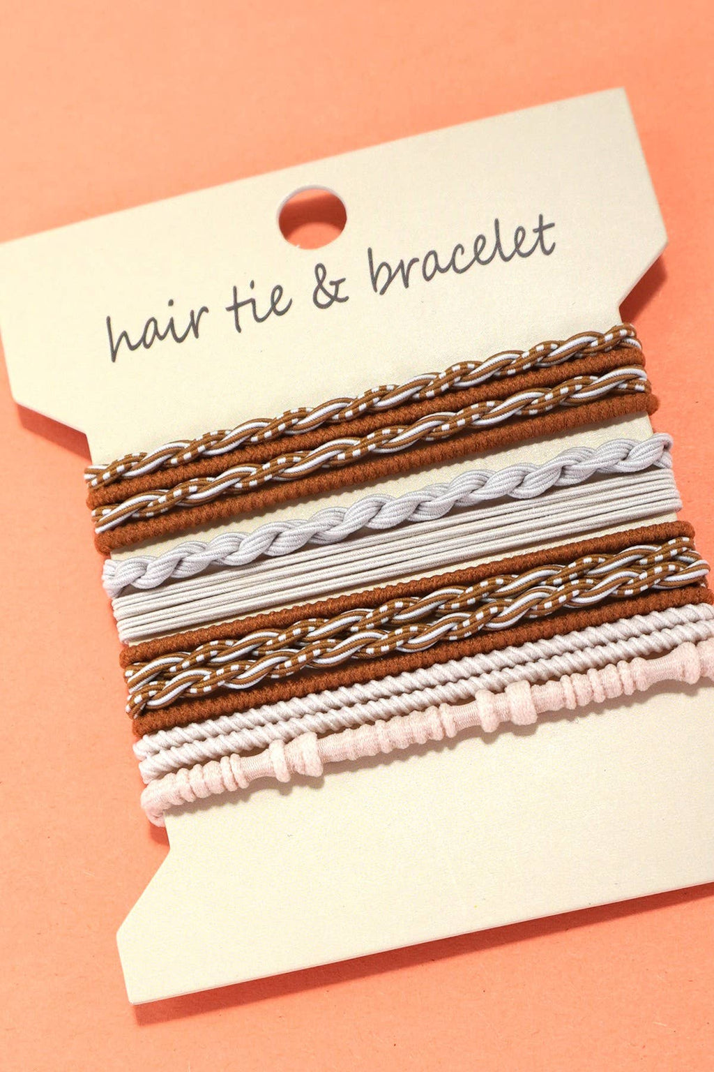 Boho Multi-Style Hair Tie Bracelet Set | 91H51035: Tan