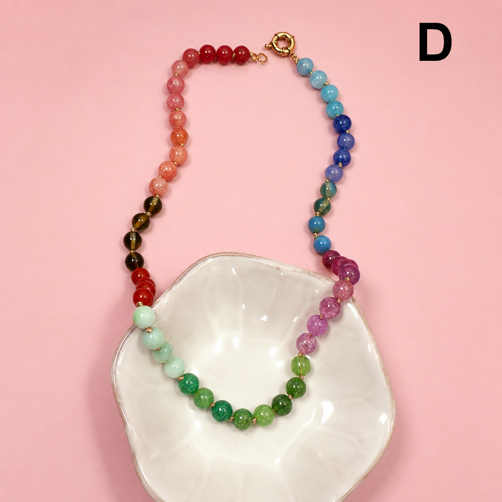 Natural Stone Semi-Precious Glass Mixed Necklace | 40NK9659: B