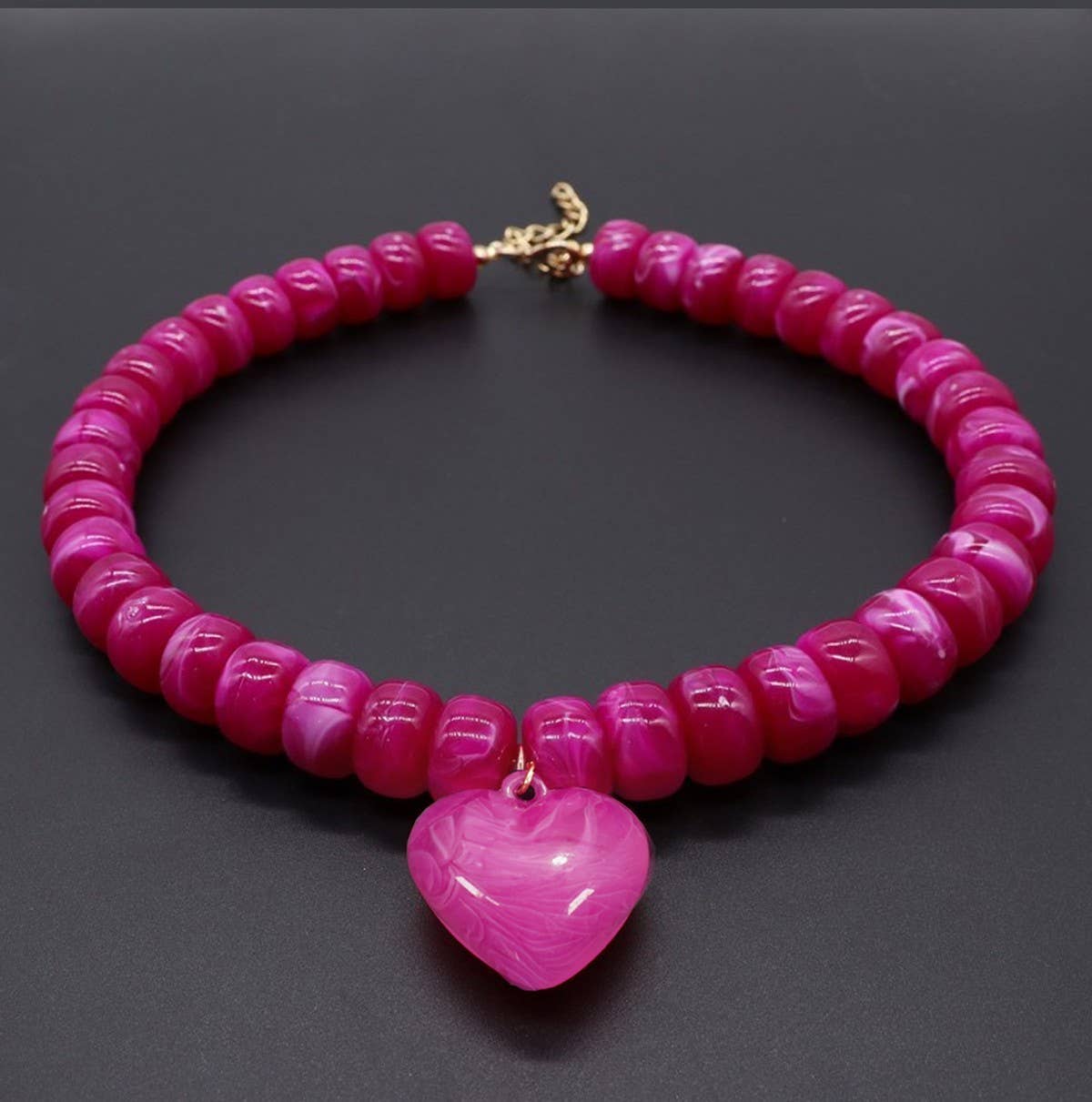 Heart Pendant Resin Beaded Necklaces | 40NK9701: BROWN
