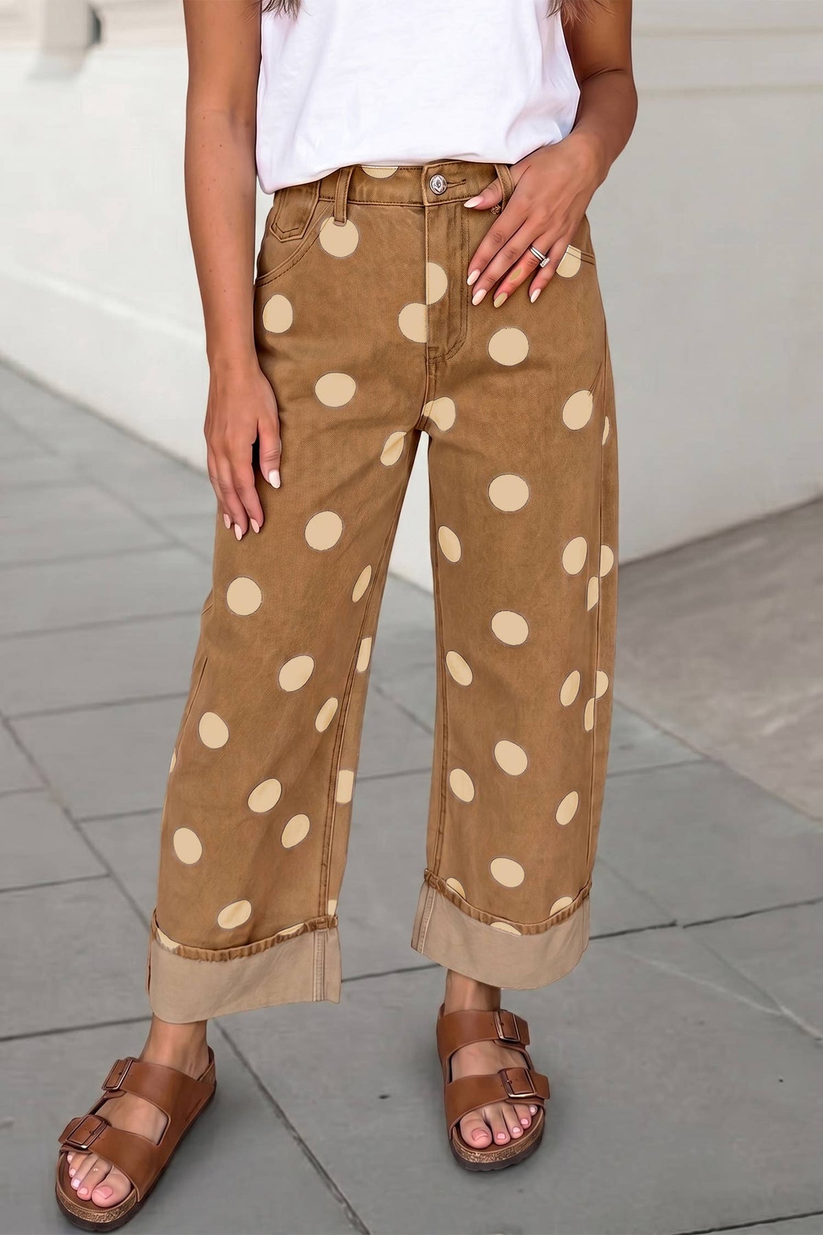 Casual Polka Dot Ankle Length Regular Jeans | 4-16: Sky Blue / 6