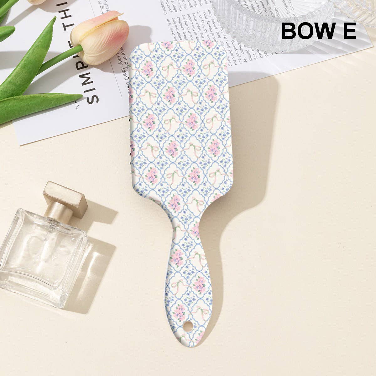 LARGE DETANGLE PADDLE HAIR BRUSH COMB | 40HC100: FLOWER E