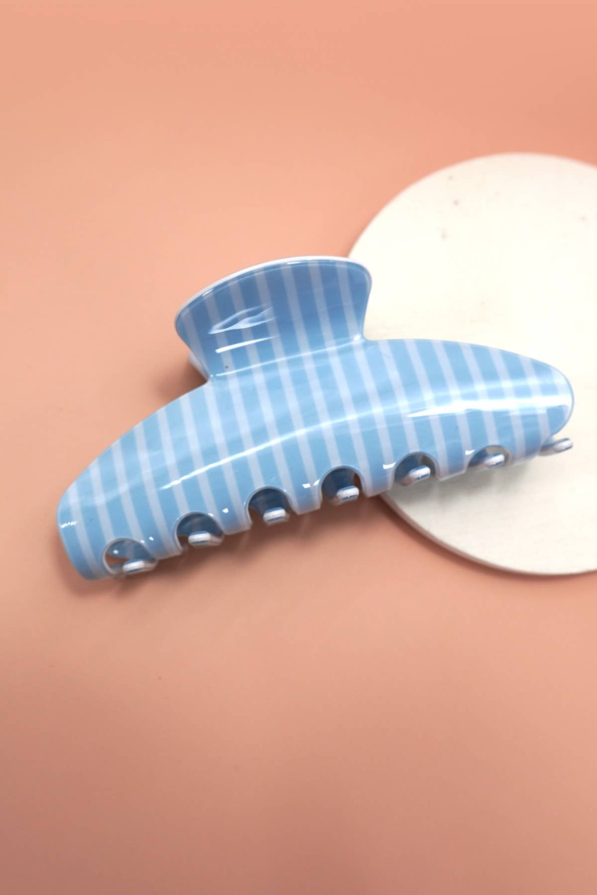 JUMBO STRIPE PLAID OVAL HAIR CLAW CLIPS | 40H1020: PLAID BLUE