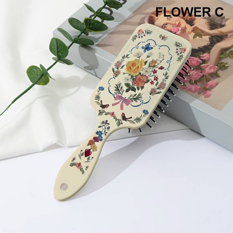 LARGE DETANGLE PADDLE HAIR BRUSH COMB | 40HC100: FLOWER E
