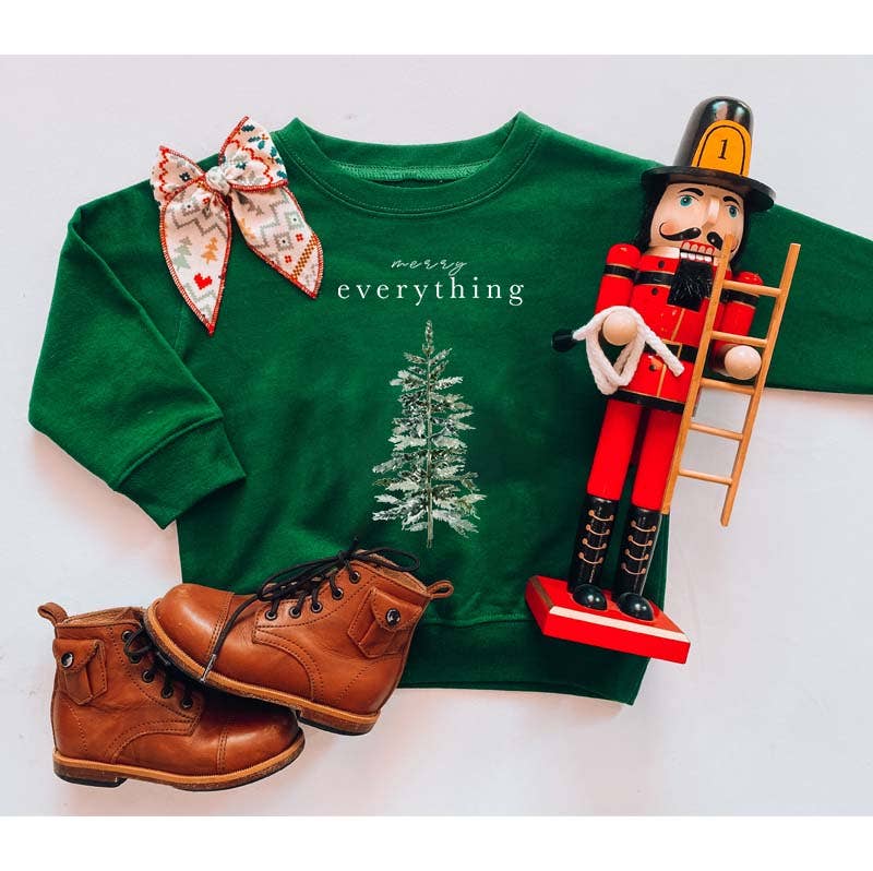Merry Everything | Kids Christmas Sweatshirt: Brown / 4/5