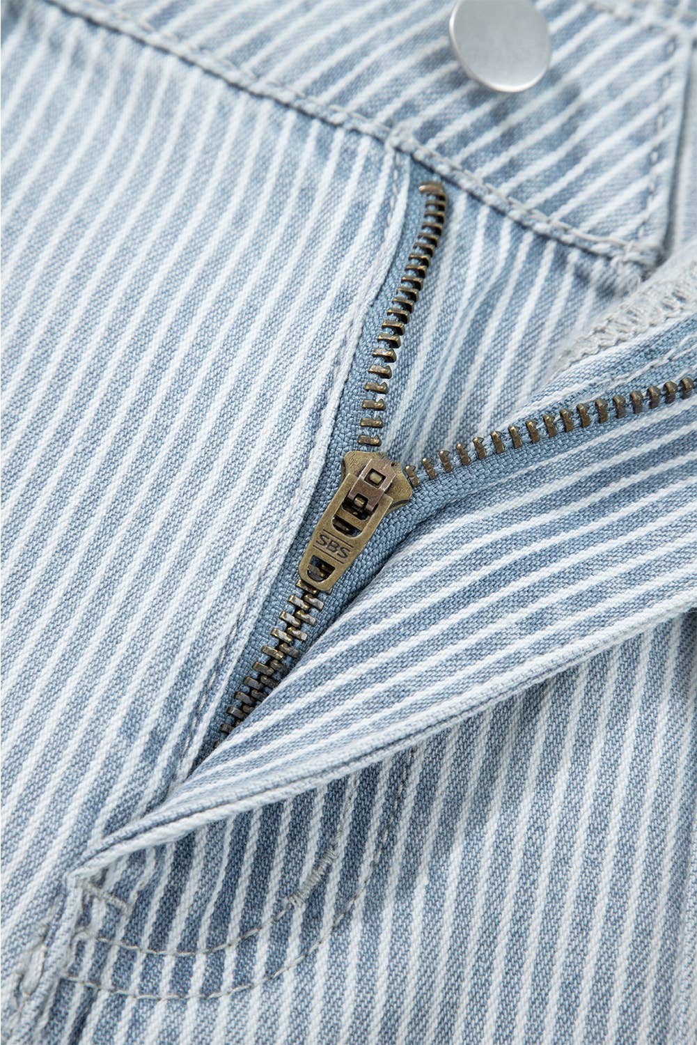 Casual Flap Pocket Cuffed Hem Wide Leg Jeans | 4-16: Sky Blue Stripe / 8