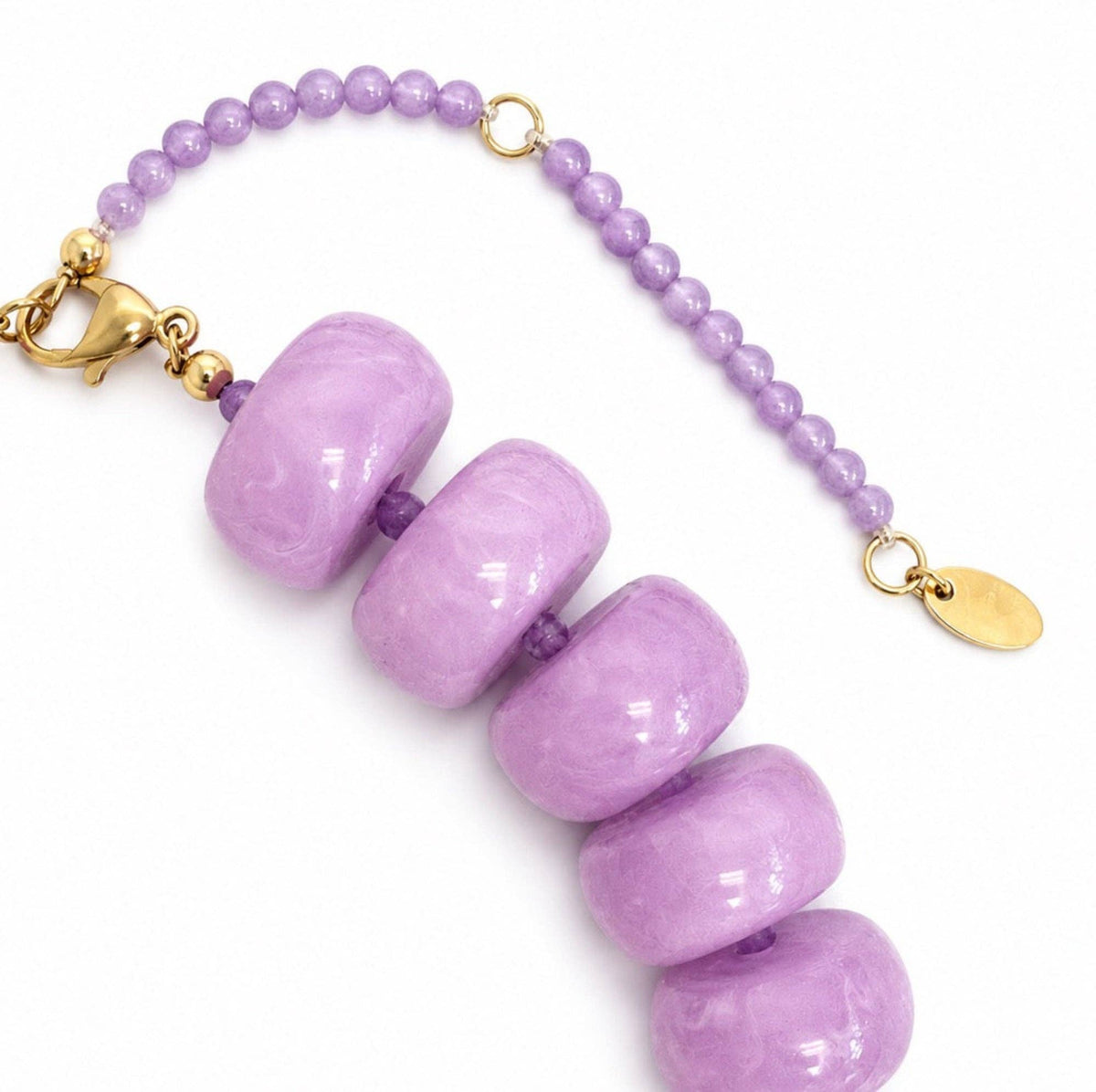 Chunky Resin & Natural Stone Bead Necklace: Honey Caramel