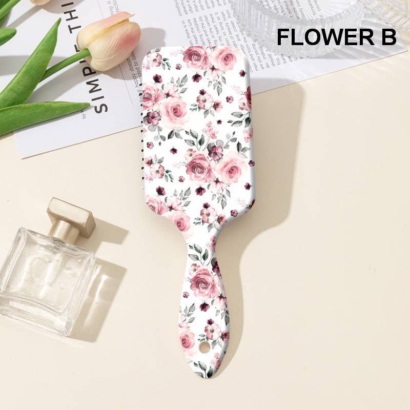 LARGE DETANGLE PADDLE HAIR BRUSH COMB | 40HC100: FLOWER E