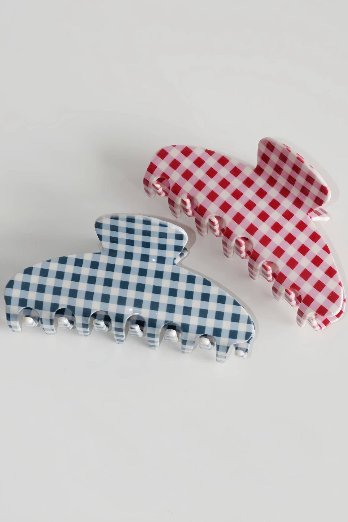 JUMBO STRIPE PLAID OVAL HAIR CLAW CLIPS | 40H1020: PLAID RED