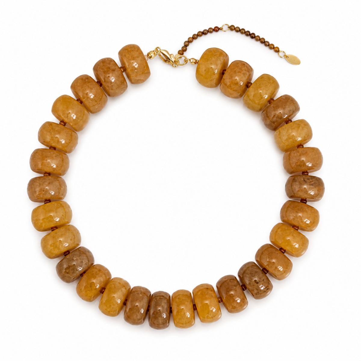 Chunky Resin & Natural Stone Bead Necklace: Honey Caramel