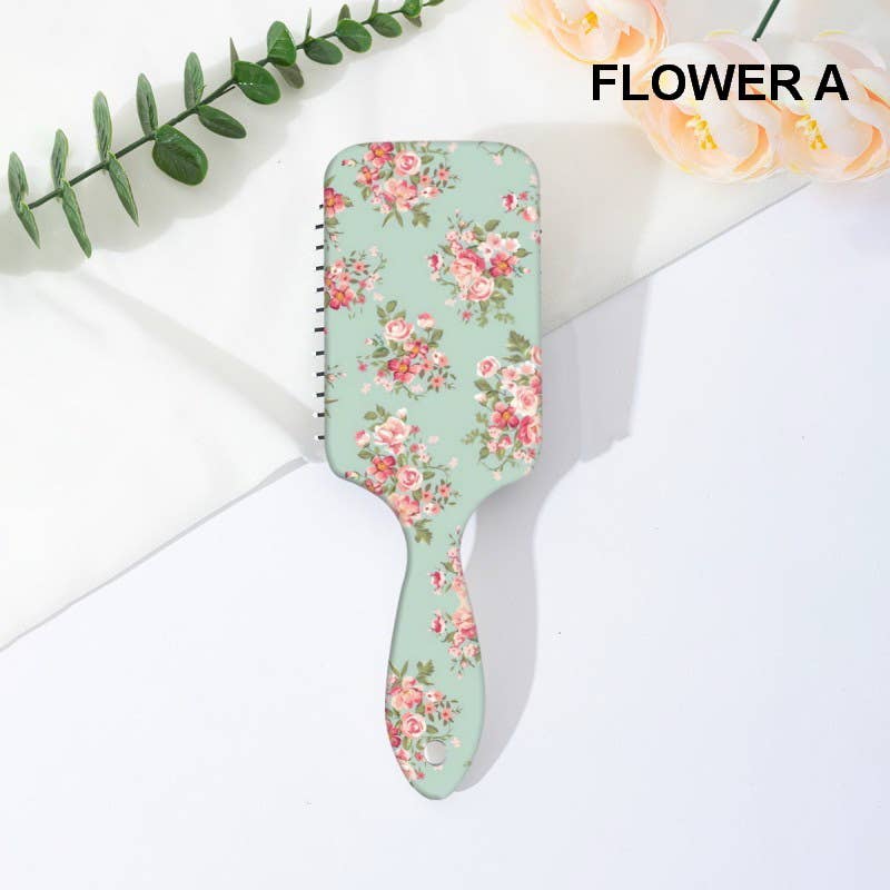 LARGE DETANGLE PADDLE HAIR BRUSH COMB | 40HC100: FLOWER E