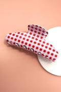 JUMBO STRIPE PLAID OVAL HAIR CLAW CLIPS | 40H1020: PLAID RED
