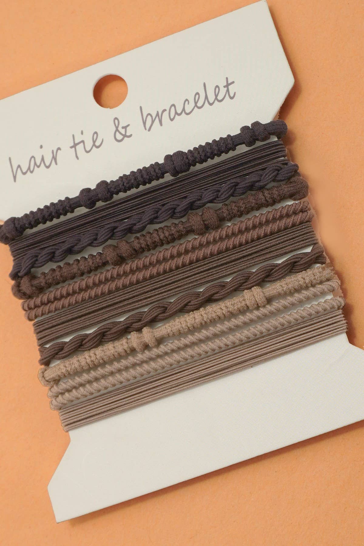 Boho Multi-Style Hair Tie Bracelet Set | 91H51035: Tan