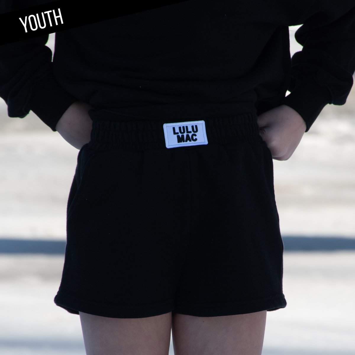 KD-SH-1001 KID TERRY CLOTH SHORTS -BLACK: BLACK / MEDIUM