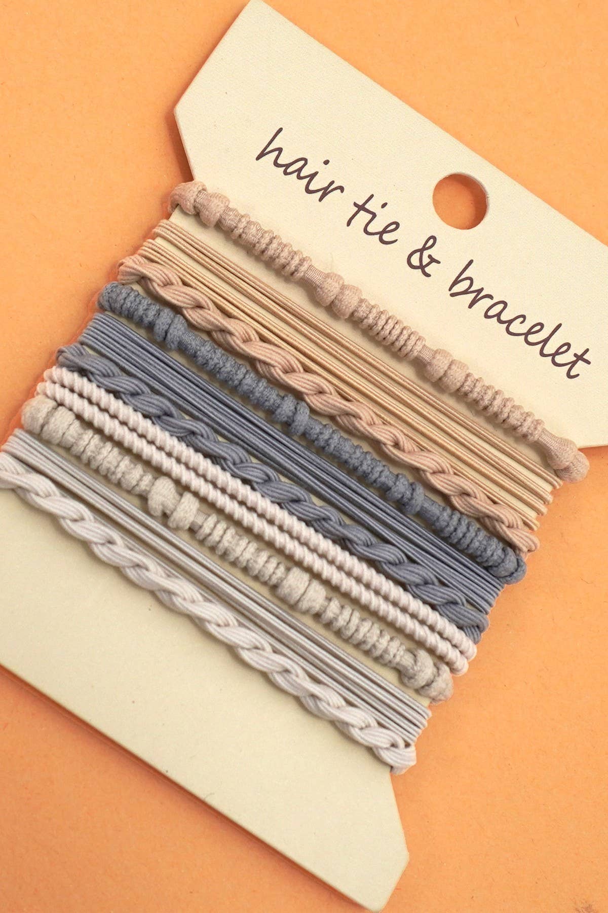Boho Multi-Style Hair Tie Bracelet Set | 91H51035: Tan