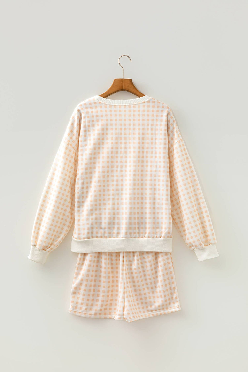 LAS Plaid Baggy Drawstring Casual Shorts Set (S-4X): Sky Blue / L