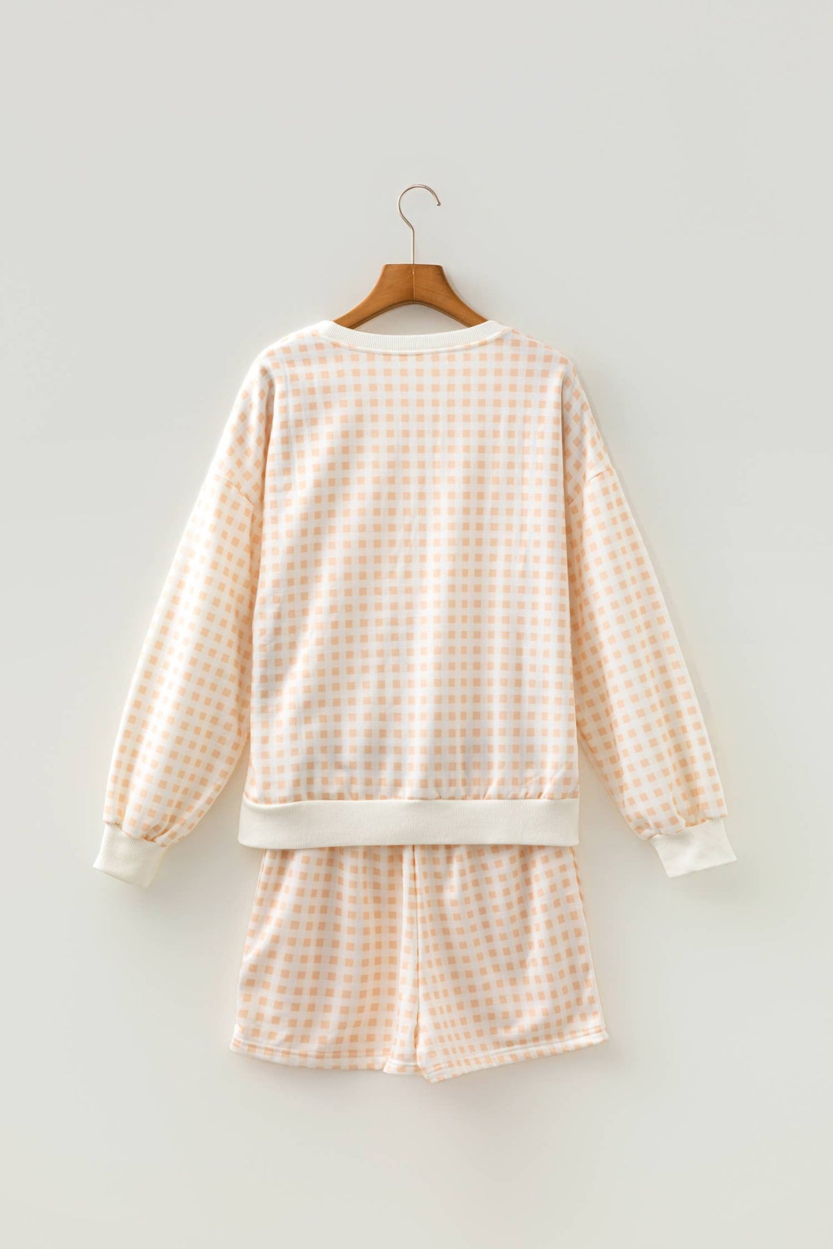 LAS Plaid Baggy Drawstring Casual Shorts Set (S-4X): Sky Blue / L