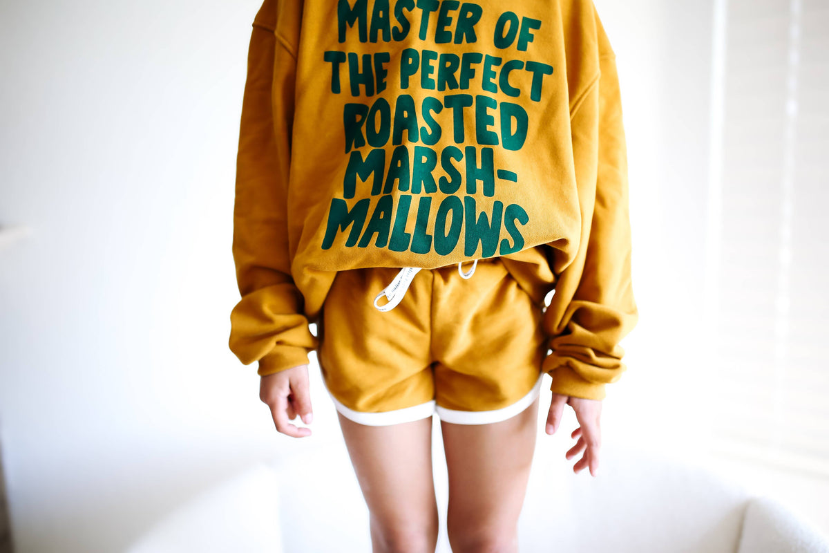 MARSHMALLOW MASTER | in toasted mustard | oversized drop shoulder | KIDS: MUSTARD / 12-14Y PULLOVER