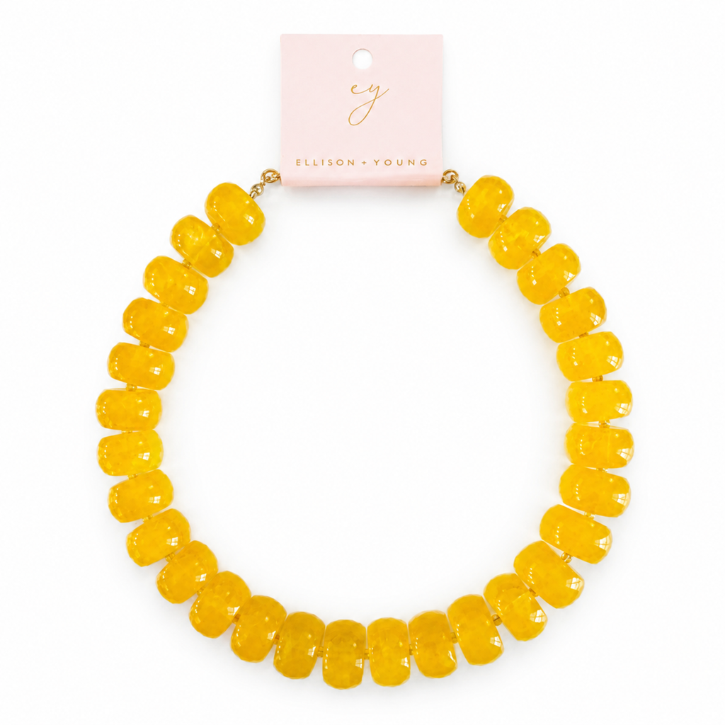 Chunky Resin & Natural Stone Bead Necklace: Honey Caramel