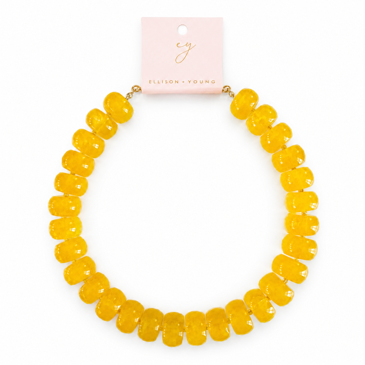 Chunky Resin & Natural Stone Bead Necklace: Honey Caramel