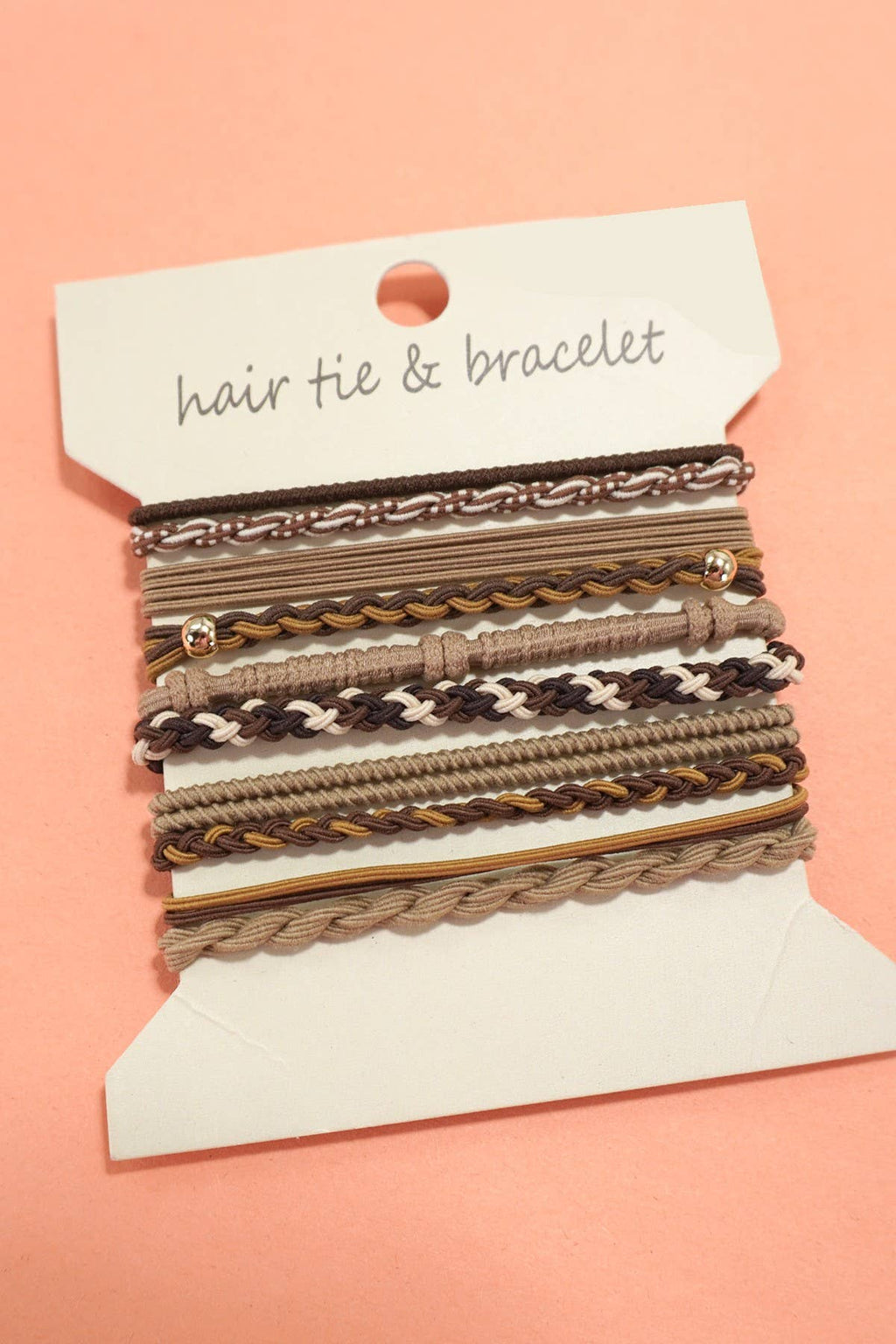 Boho Multi-Style Hair Tie Bracelet Set | 91H51035: Tan