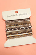 Boho Multi-Style Hair Tie Bracelet Set | 91H51035: Tan