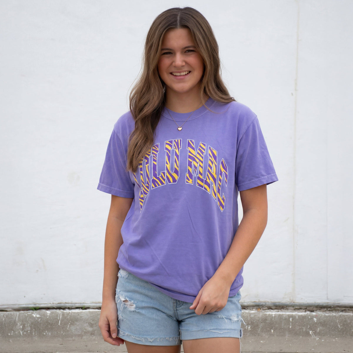 LM-TG-1005 Tiger Stripe Adult Violet Comfort Colors Tee: Violet / Large