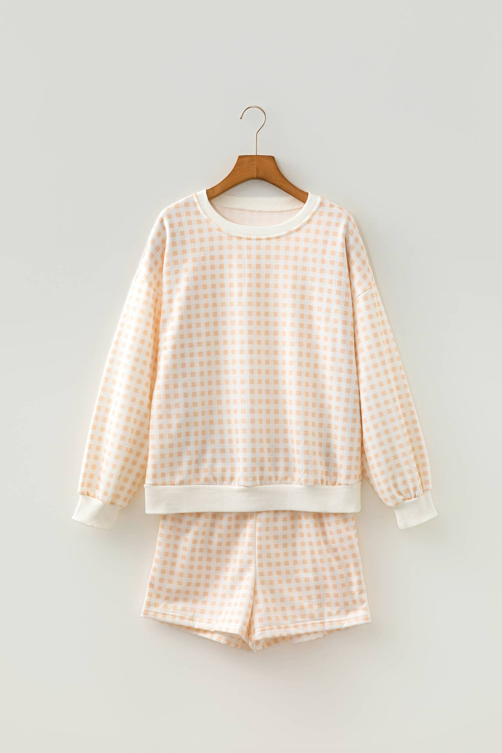LAS Plaid Baggy Drawstring Casual Shorts Set (S-4X): Sky Blue / L