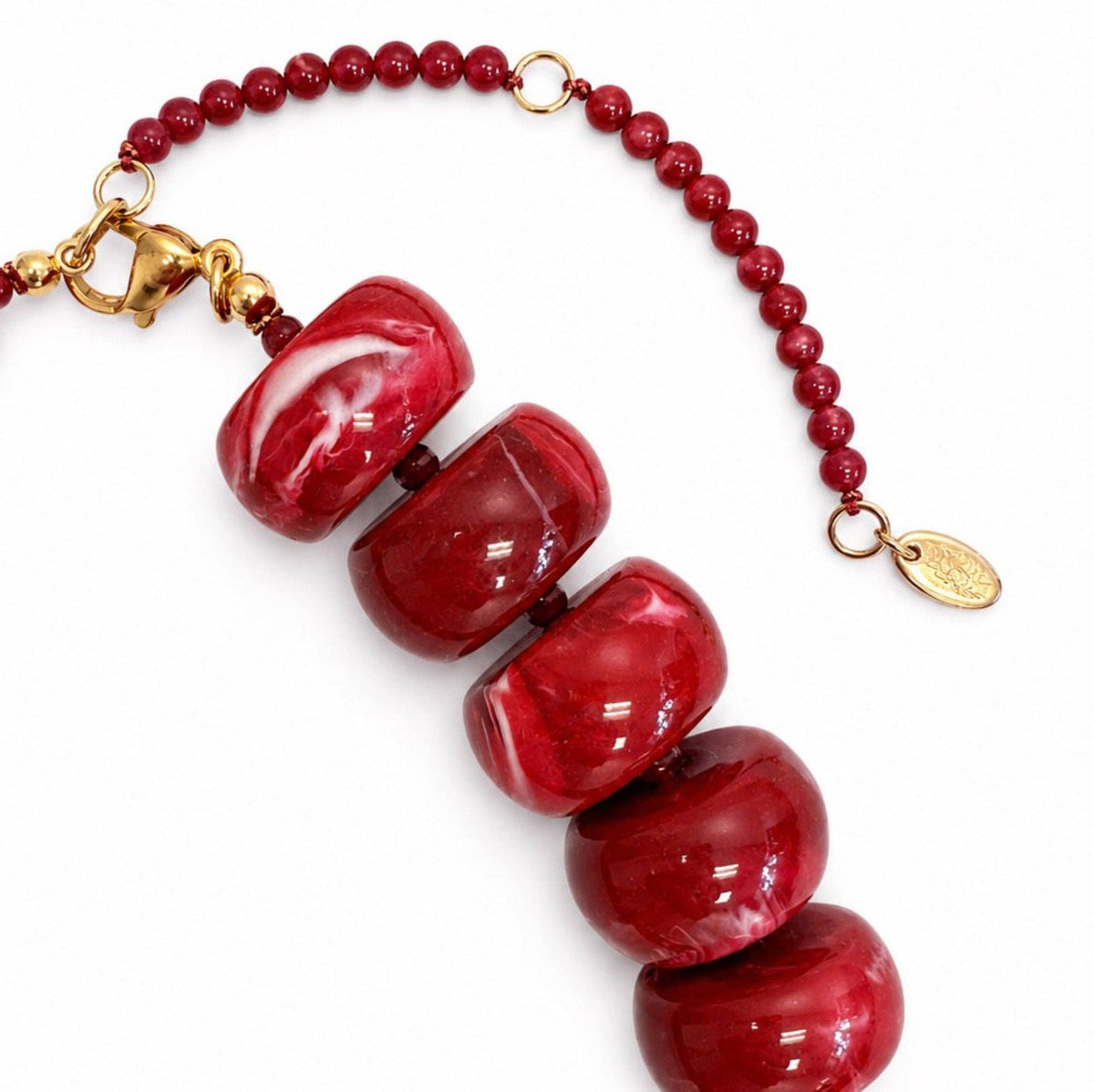 Chunky Resin & Natural Stone Bead Necklace: Honey Caramel