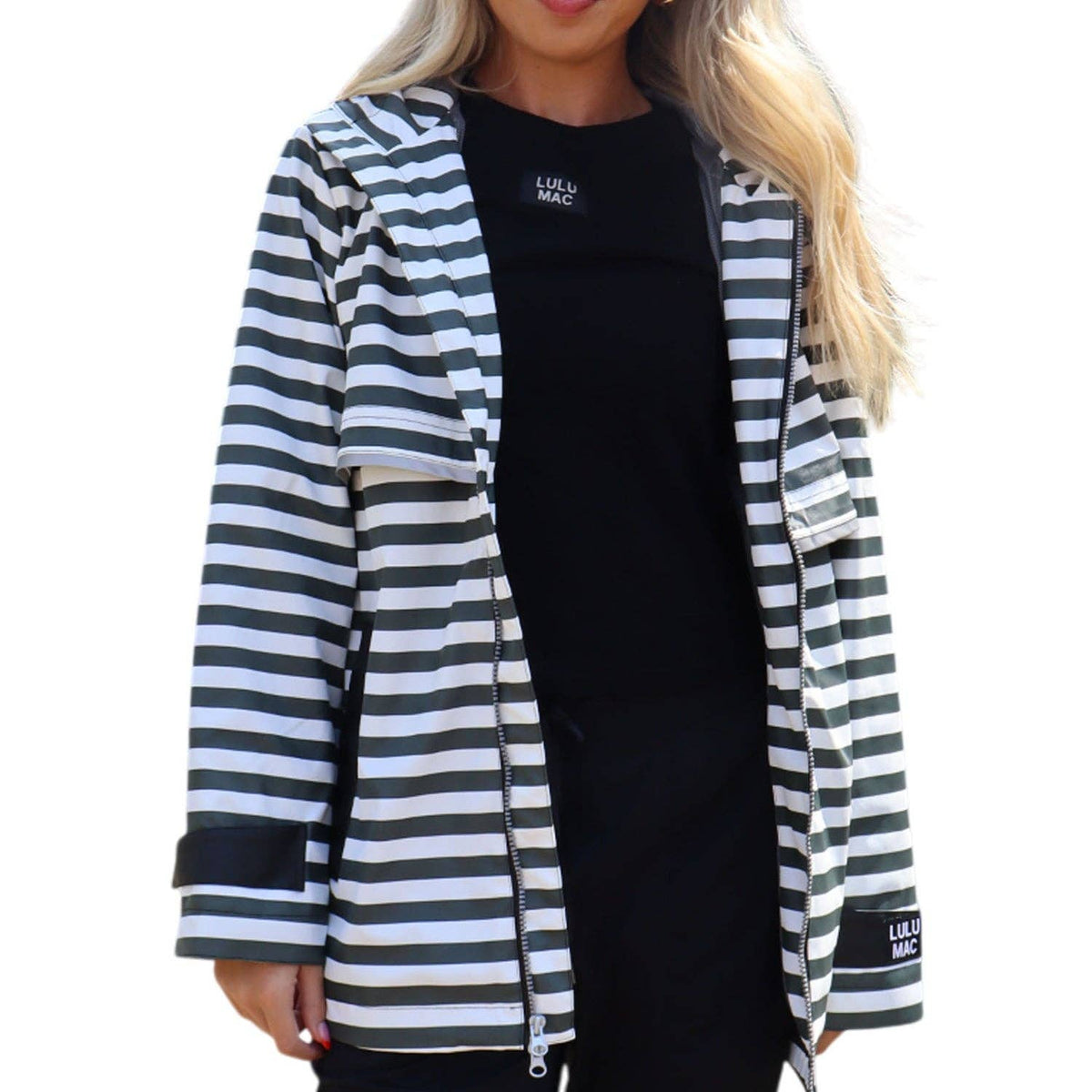 Lulu Mac Raincoat Darby Black/White: Black/White / Adult Small