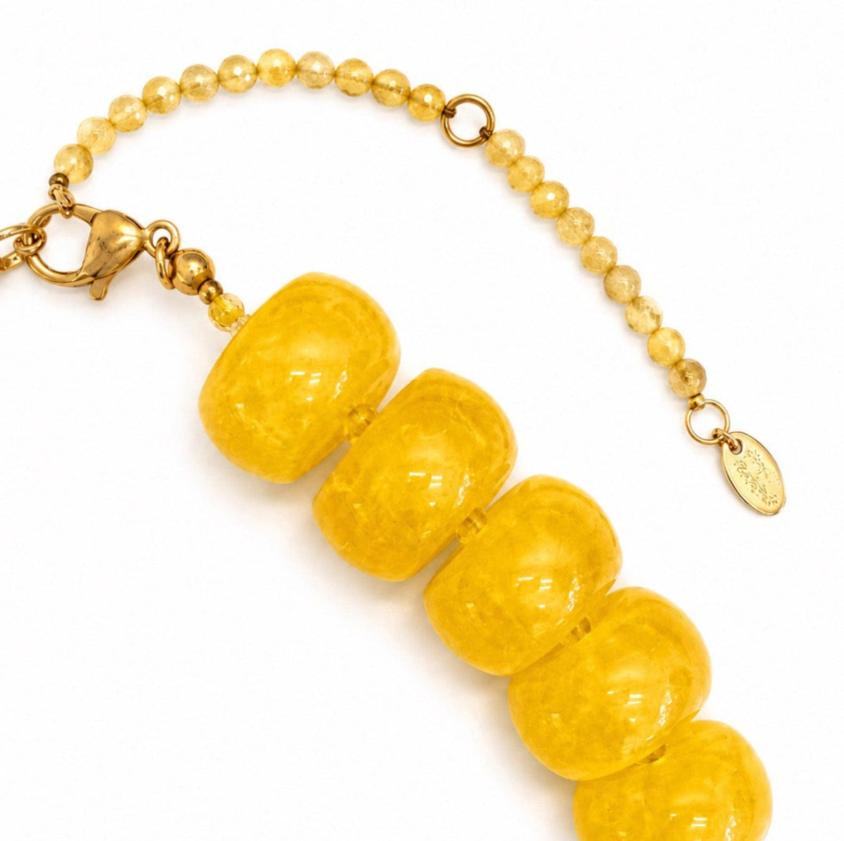 Chunky Resin & Natural Stone Bead Necklace: Honey Caramel