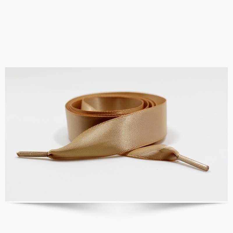 SILK SATIN RIBBON BOW PAIR SHOE LACES | 40SD108: Gold