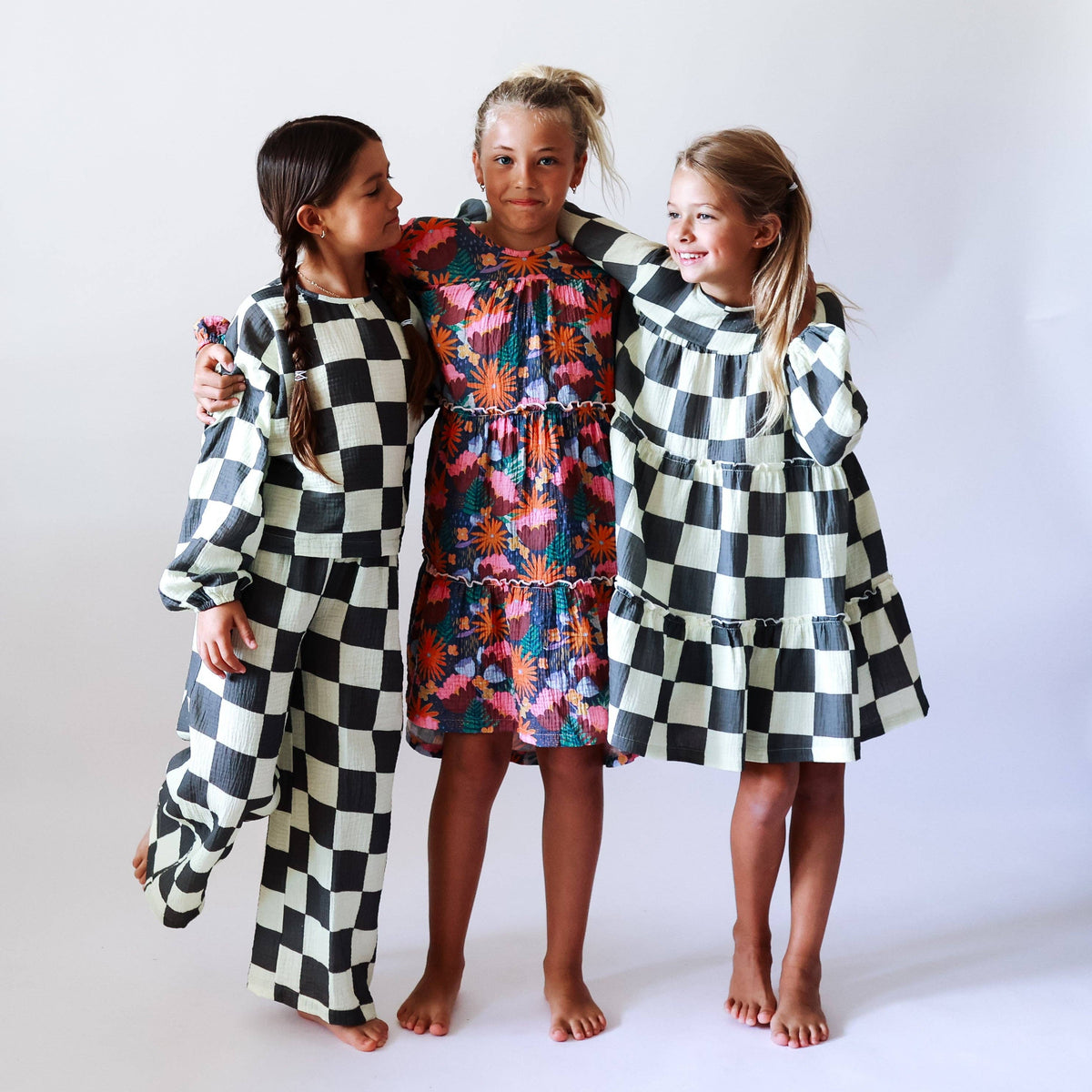 CLEMENTINE DRESS | CHECKERED CHARCOAL | GIRLS: CHECKERED CHARCOAL / 3Y