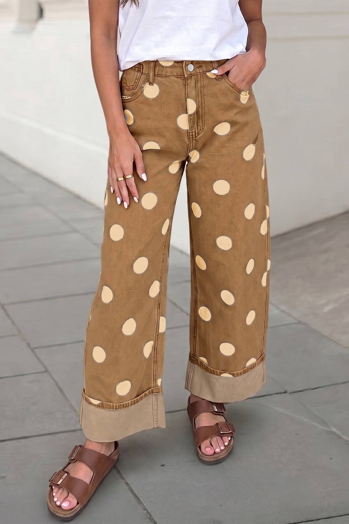 Casual Polka Dot Ankle Length Regular Jeans | 4-16: Sky Blue / 4