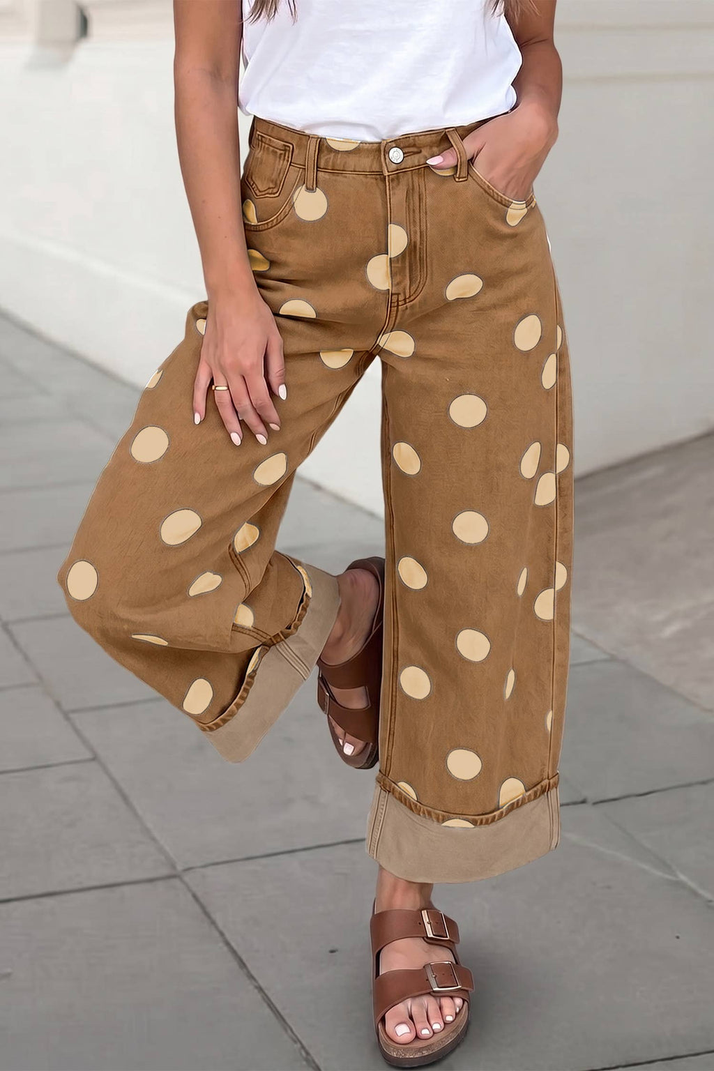 Casual Polka Dot Ankle Length Regular Jeans | 4-16: Sky Blue / 4