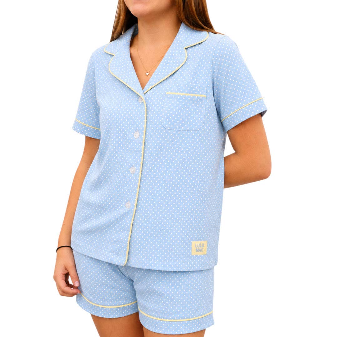 LM-PJ-1000 LIGHT BLUE/BUTTER DOT: LIGHT BLUE/BUTTER DOTS / Medium
