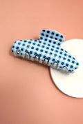 JUMBO STRIPE PLAID OVAL HAIR CLAW CLIPS | 40H1020: PLAID BLUE