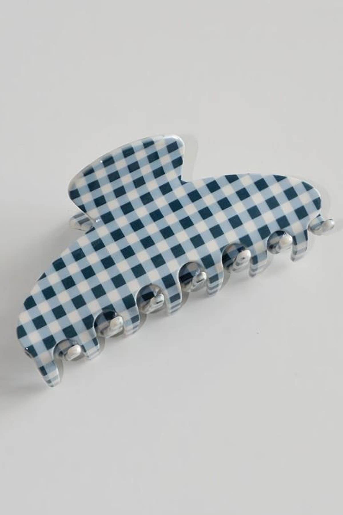 JUMBO STRIPE PLAID OVAL HAIR CLAW CLIPS | 40H1020: PLAID BLUE