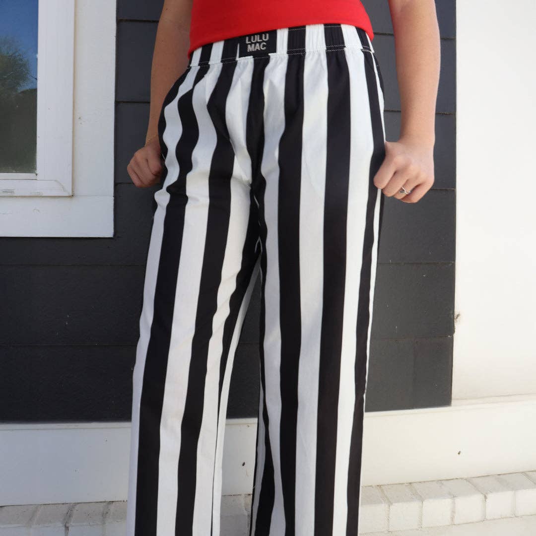 PADB- DARBY STRIPE PANT BLACK: BLACK / Medium