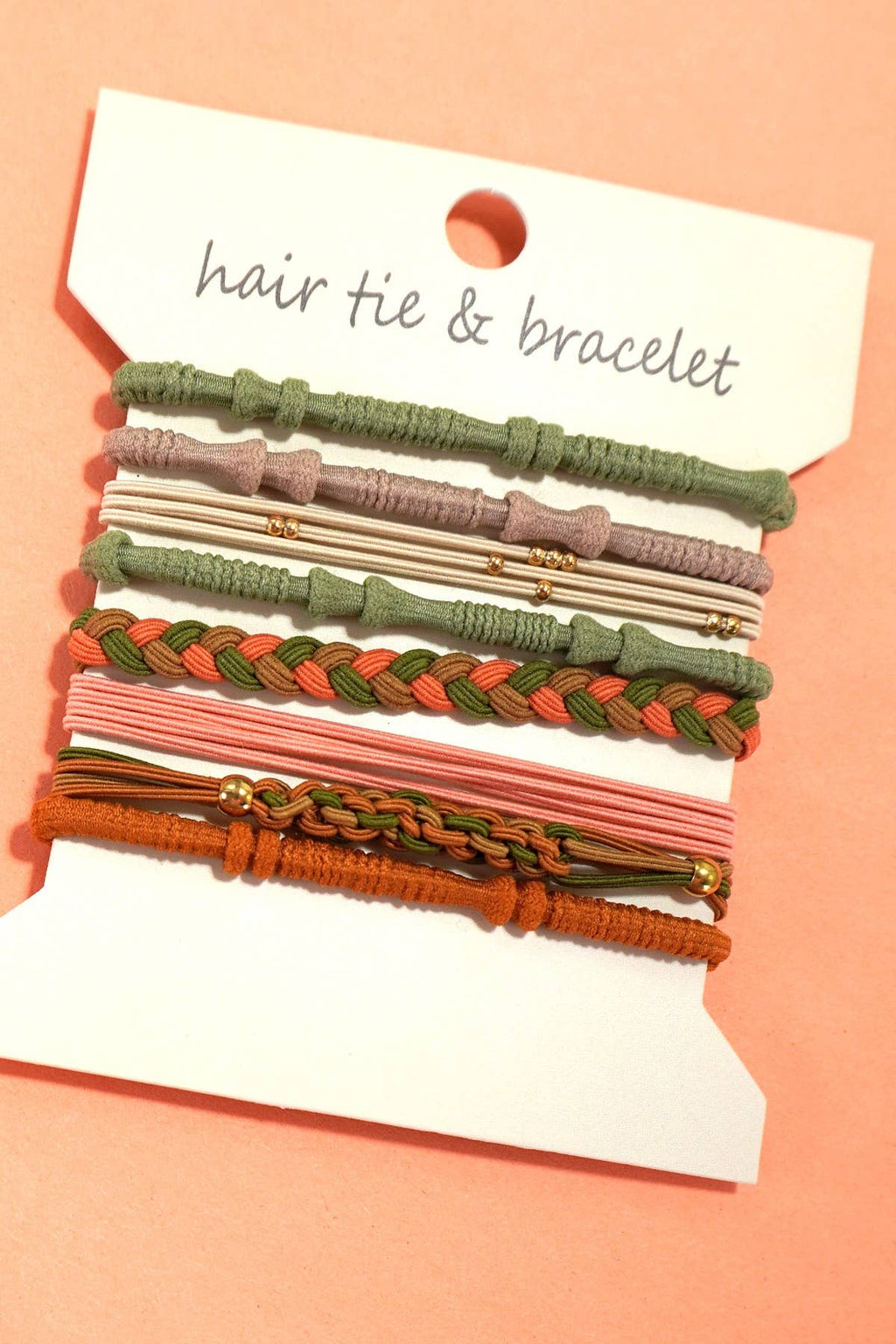 Boho Multi-Style Hair Tie Bracelet Set | 91H51035: Tan