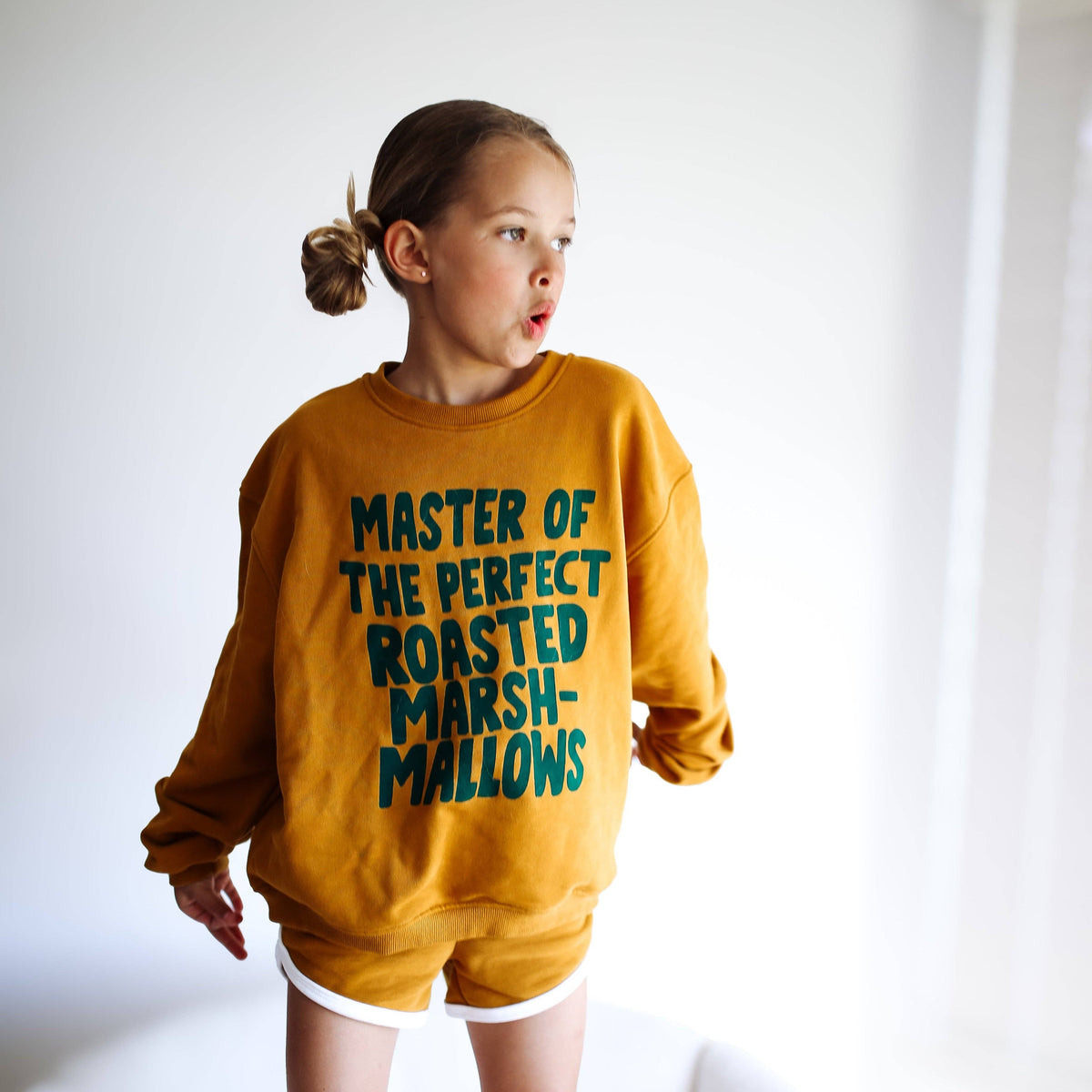MARSHMALLOW MASTER | in toasted mustard | oversized drop shoulder | KIDS: MUSTARD / 12-14Y PULLOVER