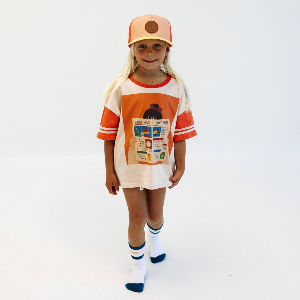 SCHOOL TRIBUNE | CORAL | OVERSIZED KIDS TEE: OVERSIZED / 12/13Y