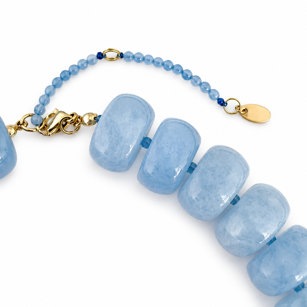 Chunky Resin & Natural Stone Bead Necklace: Honey Caramel