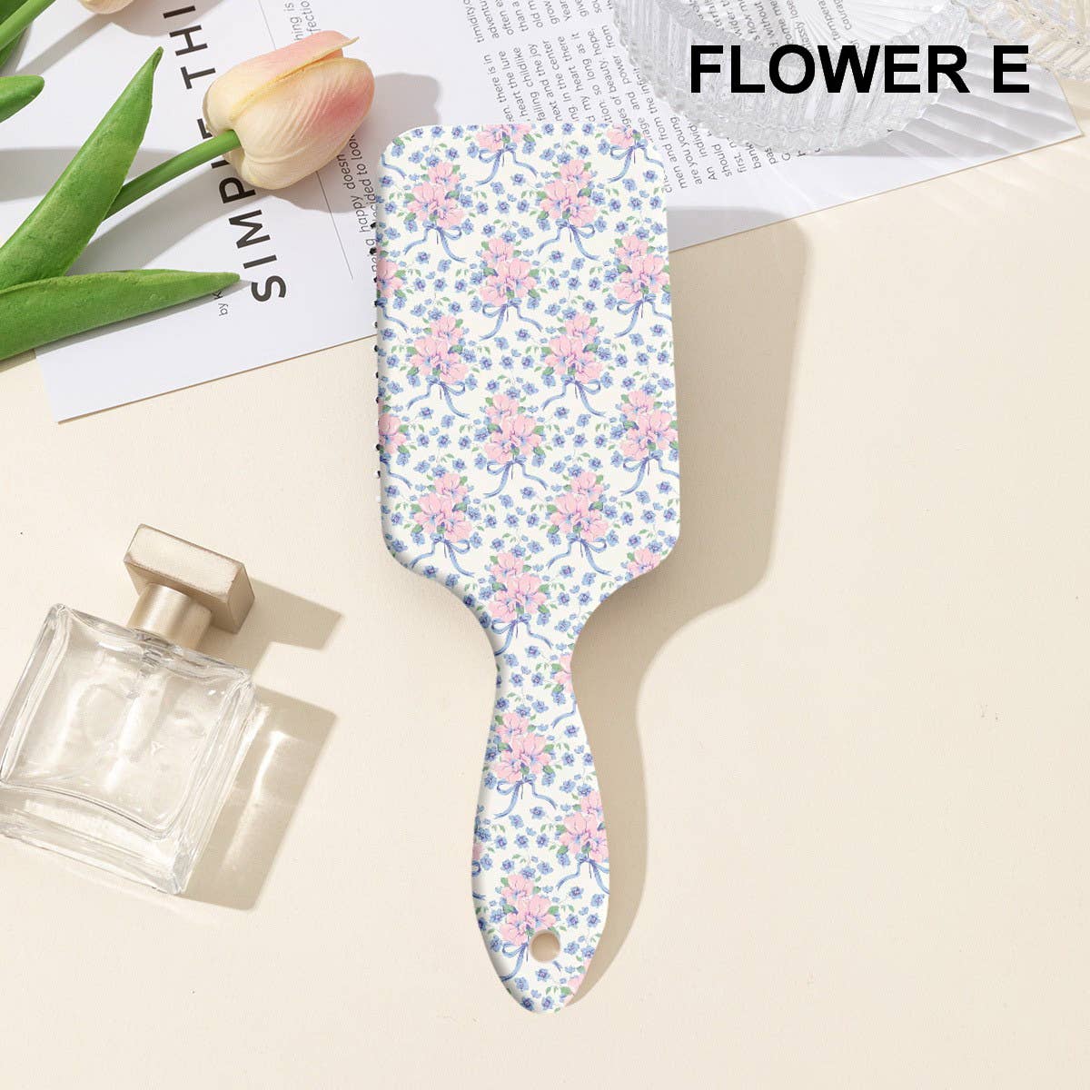 LARGE DETANGLE PADDLE HAIR BRUSH COMB | 40HC100: FLOWER E