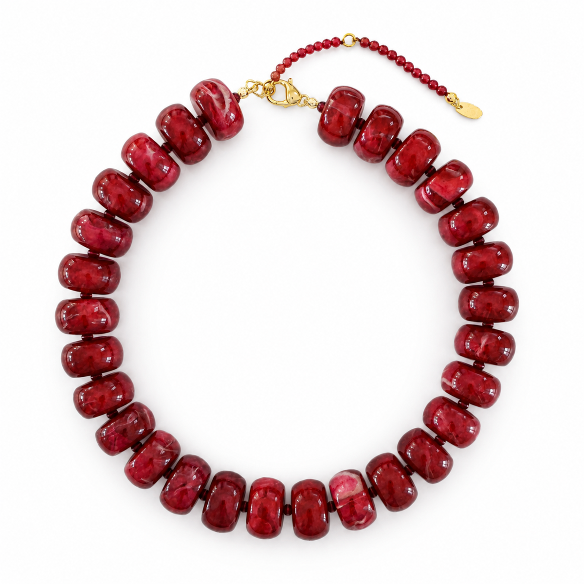 Chunky Resin & Natural Stone Bead Necklace: Honey Caramel