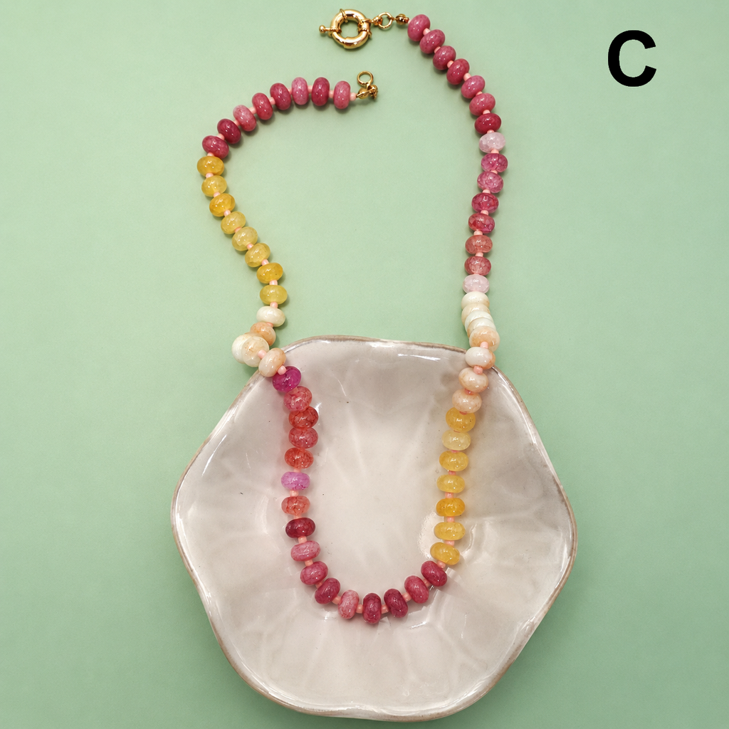 Natural Stone Semi-Precious Glass Mixed Necklace | 40NK9659: B